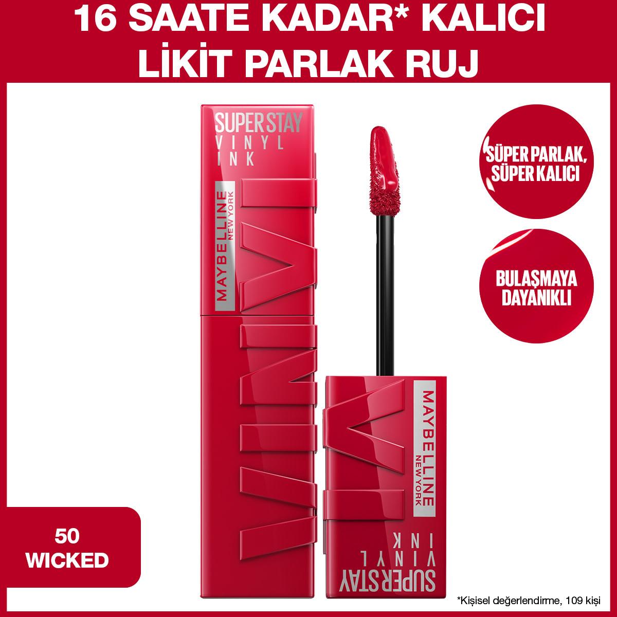 Maybelline New York Super Stay Vinyl Ink Wicked lipstick red liquid lip high shine long lasting on Tampa Home & Garden Store