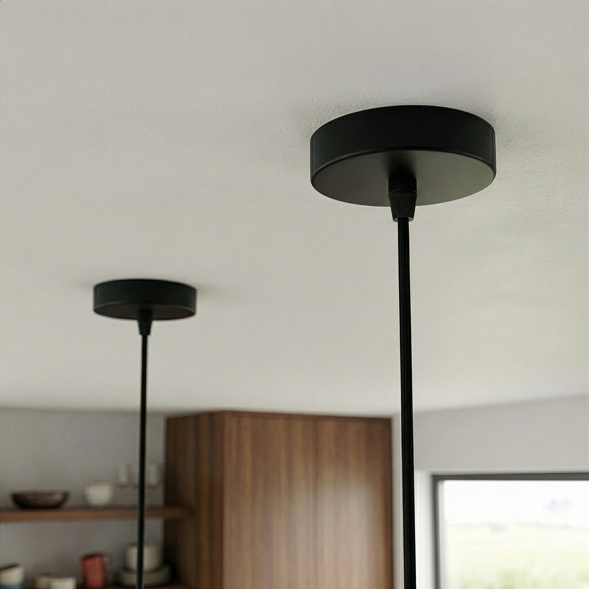 Giza Pendant Lamp two black matte pendant lights with round canopies by HouseOfZazla on Tampa Home & Garden Store