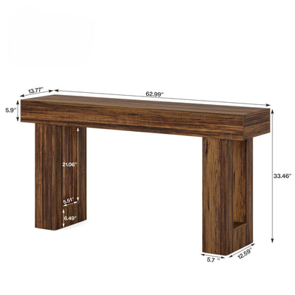 Extra Long Narrow Console Table with Open Storage Shelf by HouseOfZazla in dark brown wood on Tampa Home & Garden Store