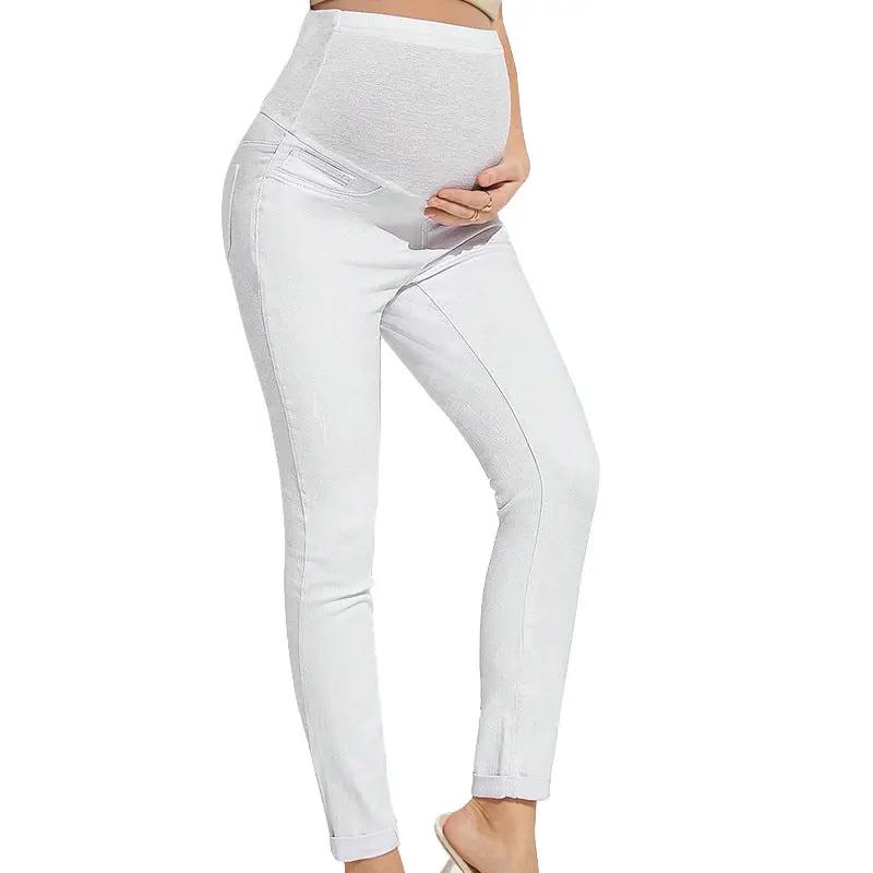 White maternity jeans high-waist belly-support skinny with hip-lifting stretch by FLIPSTYLEZLLC on Tampa Home & Garden Store
