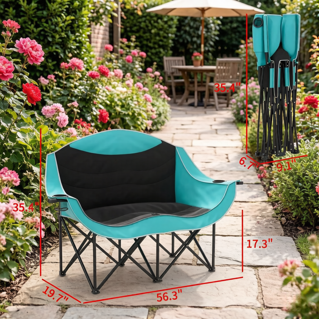 Foldable Outdoor Loveseat for Camping and Patio