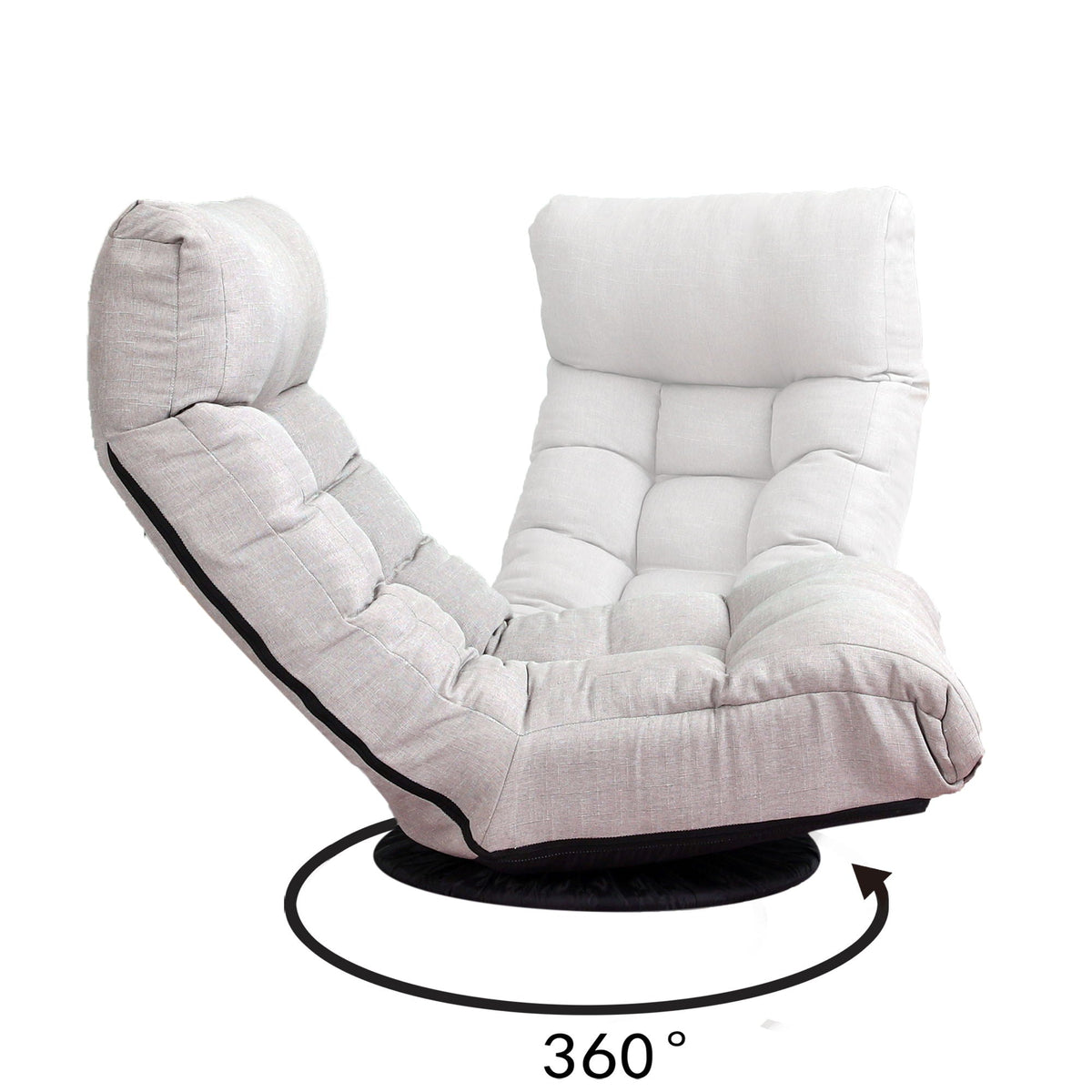 Adjustable Japanese Reclining Floor Chair by HouseOfZazla with metal base, gray 360° swivel on Tampa Home & Garden Store