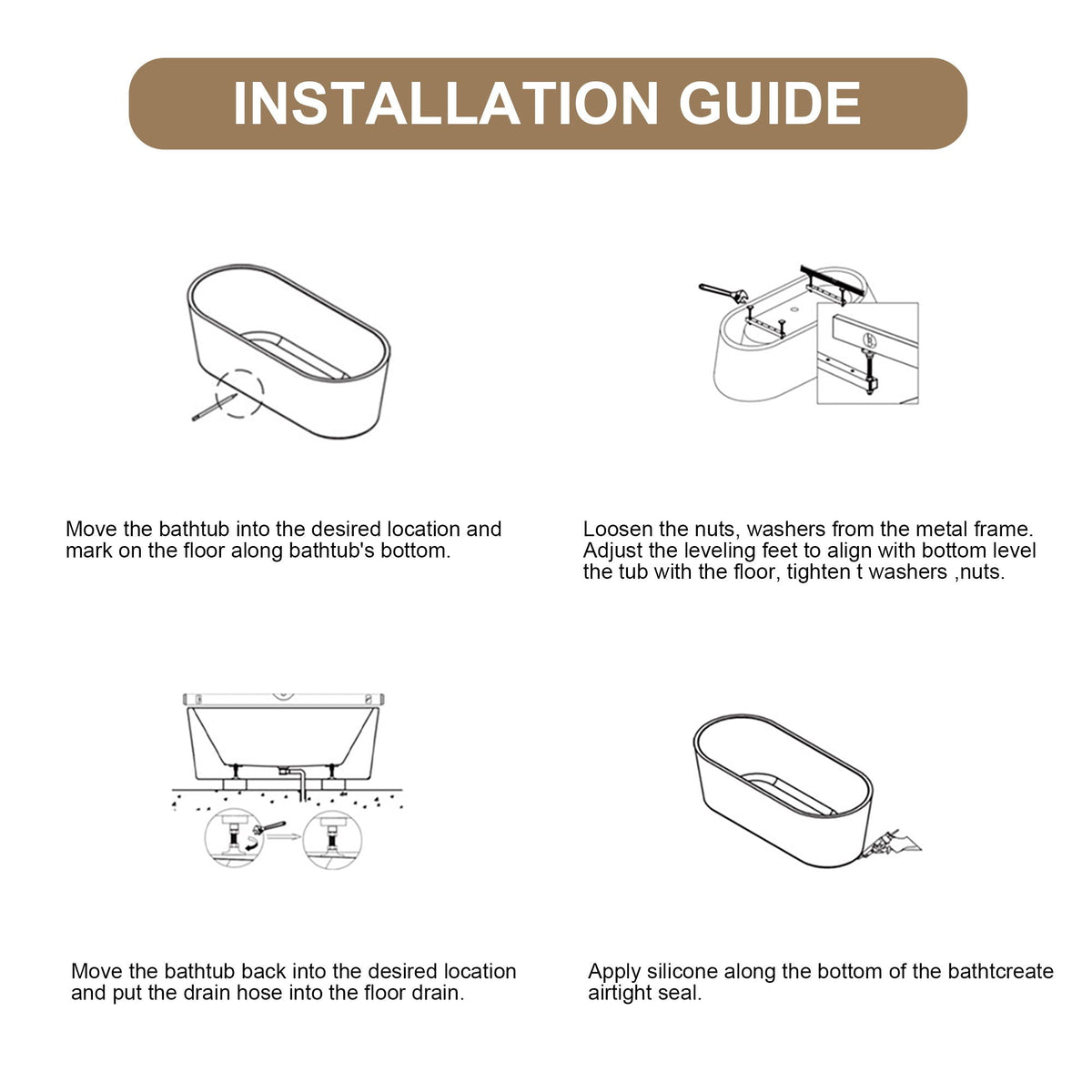Linear Freestanding Soaker Tub White HouseOfZazla installation guide tub and faucet diagrams on Tampa Home & Garden Store