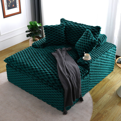 Comfort Bearing Sofa green knitted upholstery with 2 pillows and backrest by HouseOfZazla on Tampa Home & Garden Store