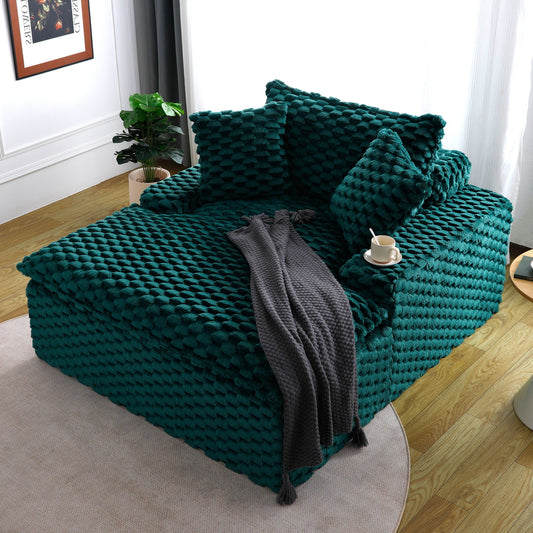 Comfort Bearing Sofa green knitted upholstery with 2 pillows and backrest by HouseOfZazla on Tampa Home & Garden Store
