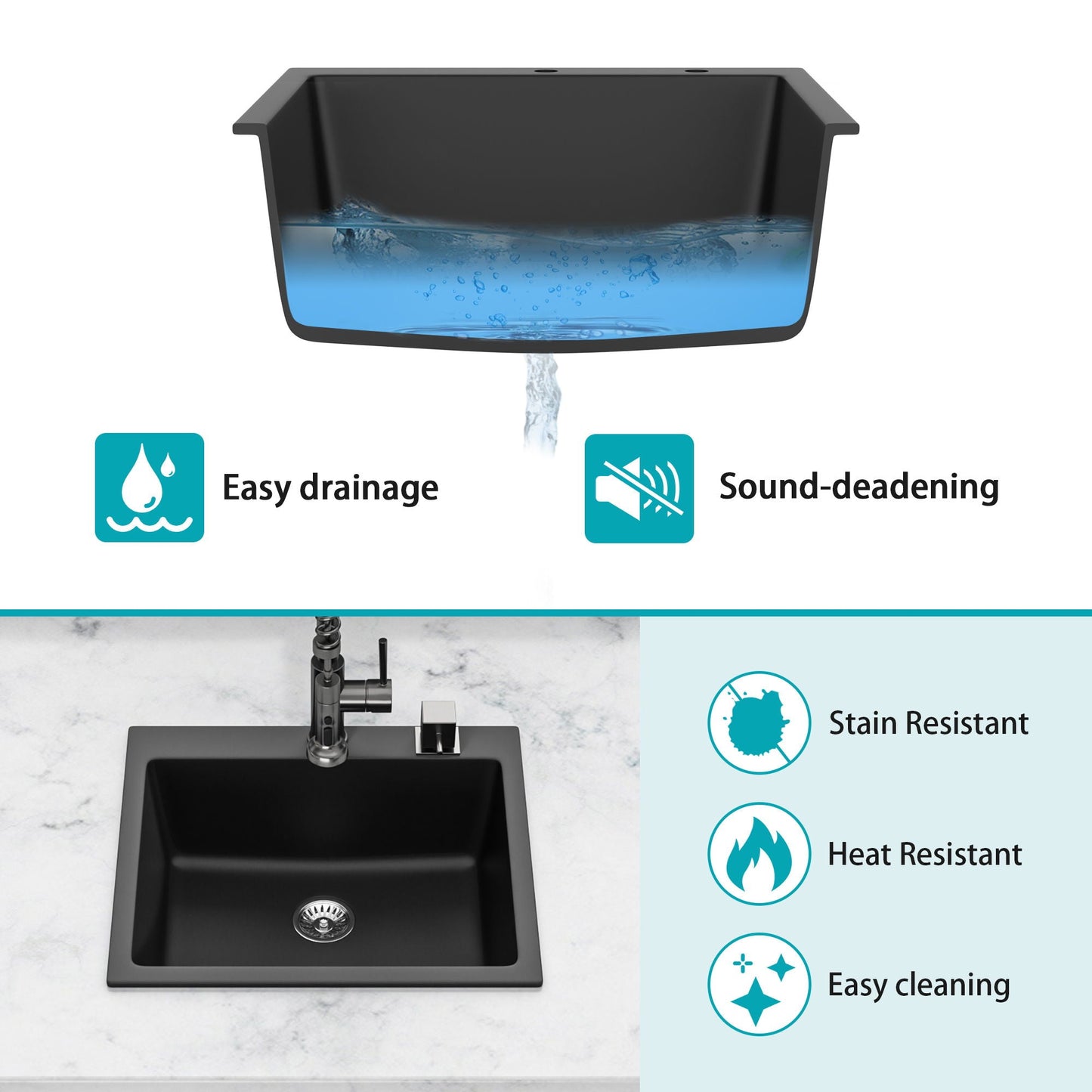 Quartz and Granite Composite Kitchen Sink