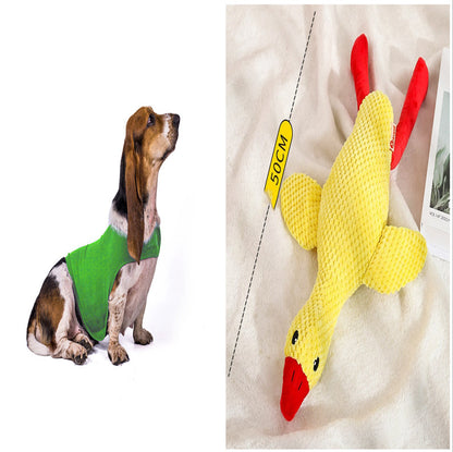 Pet Zen anxiety jacket vest for dogs; green vest and yellow 50cm knitted plush duck toy on Tampa Home & Garden Store
