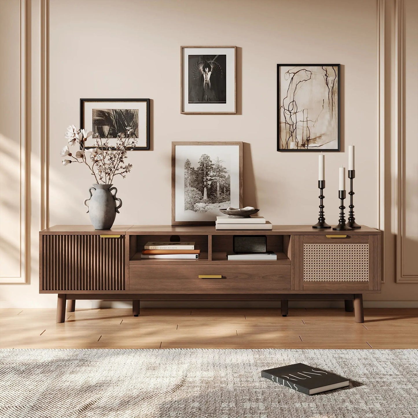 TV Stand for 75 Inch TVs with Soft Closing Doors