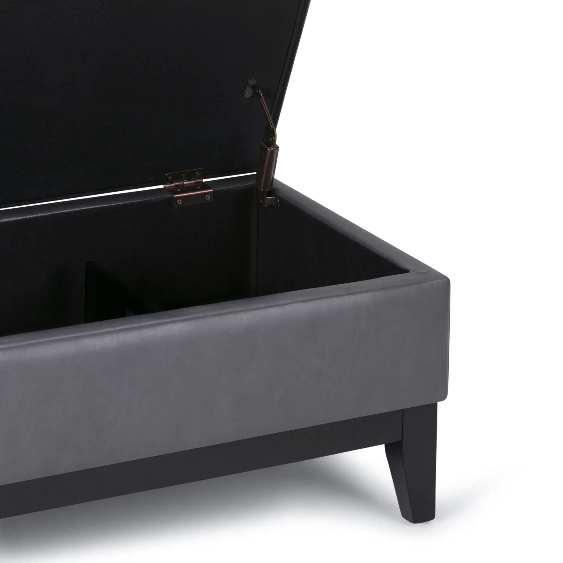 Oregon Contemporary Storage Ottoman Bench with Tray, black fabric upholstery on Tampa Home & Garden Store