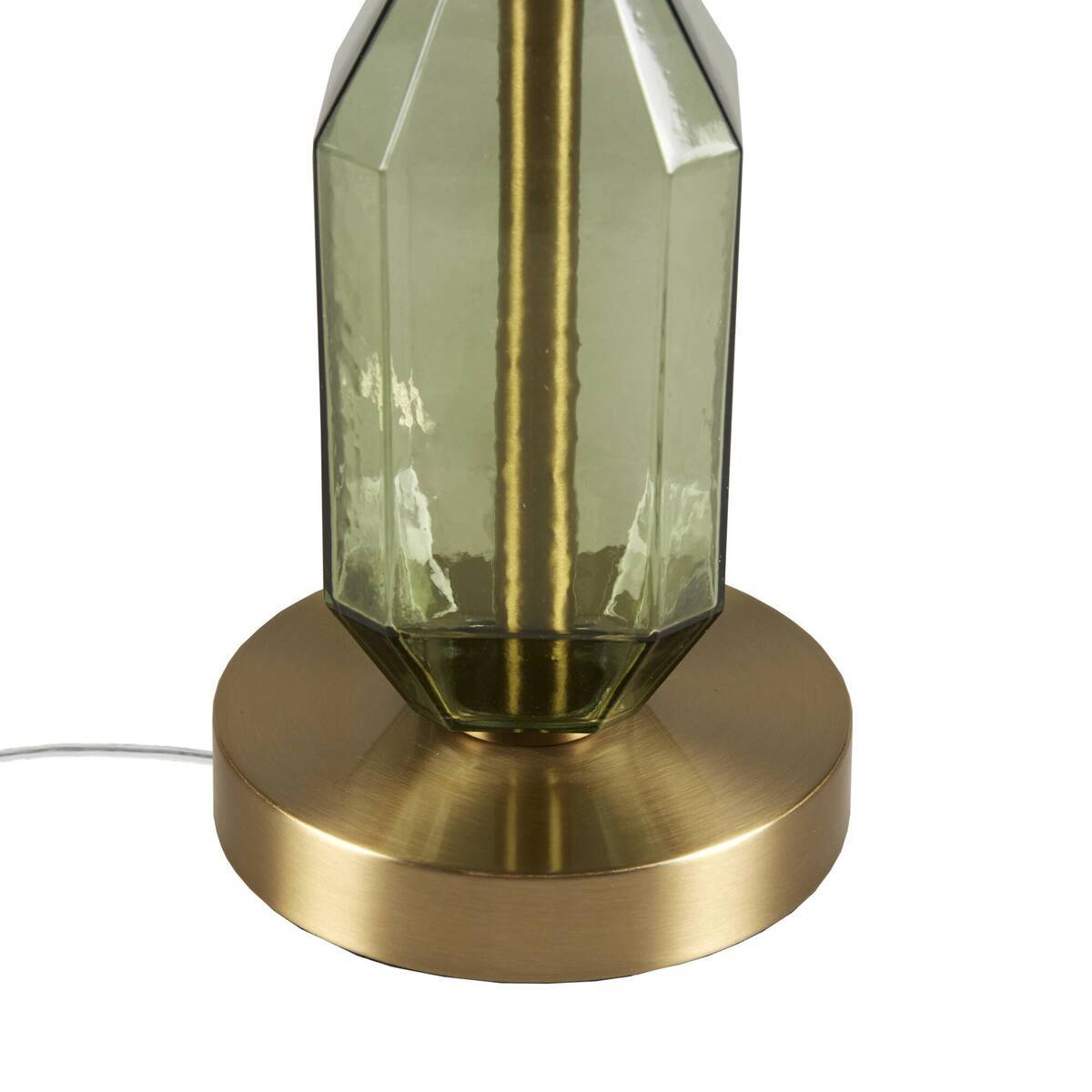 Faceted green glass table lamp with brass gold-tone base by HouseOfZazla on Tampa Home & Garden Store