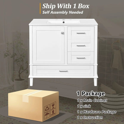 Bathroom Vanity With Sink Solid Wood Cabinet