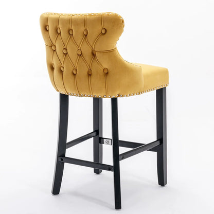 Contemporary Wing-Back Barstools with Tufting