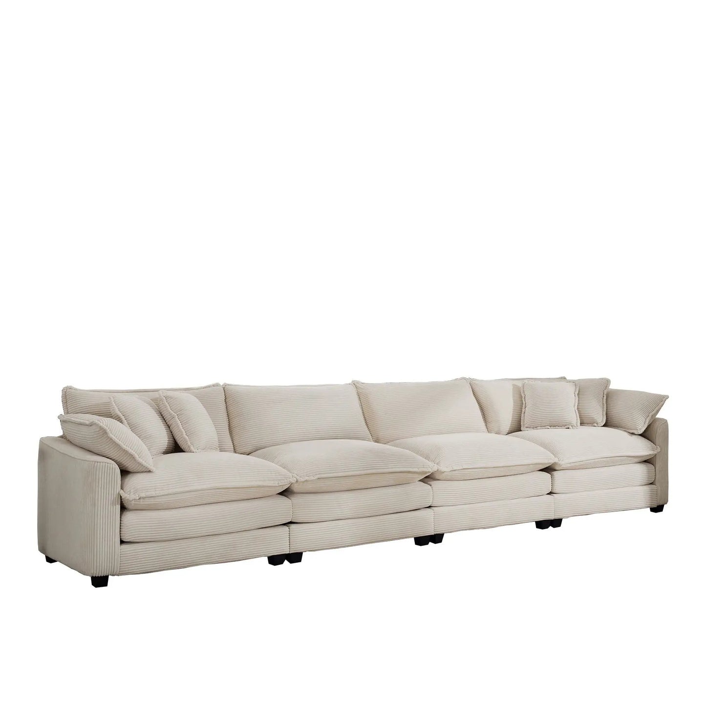 Modern Upholstered 4 Seater Sofa With Pillows