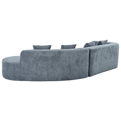 U_Style 132in Modern Sectional Sofa with Curved Design in blue-gray fabric on Tampa Home & Garden Store