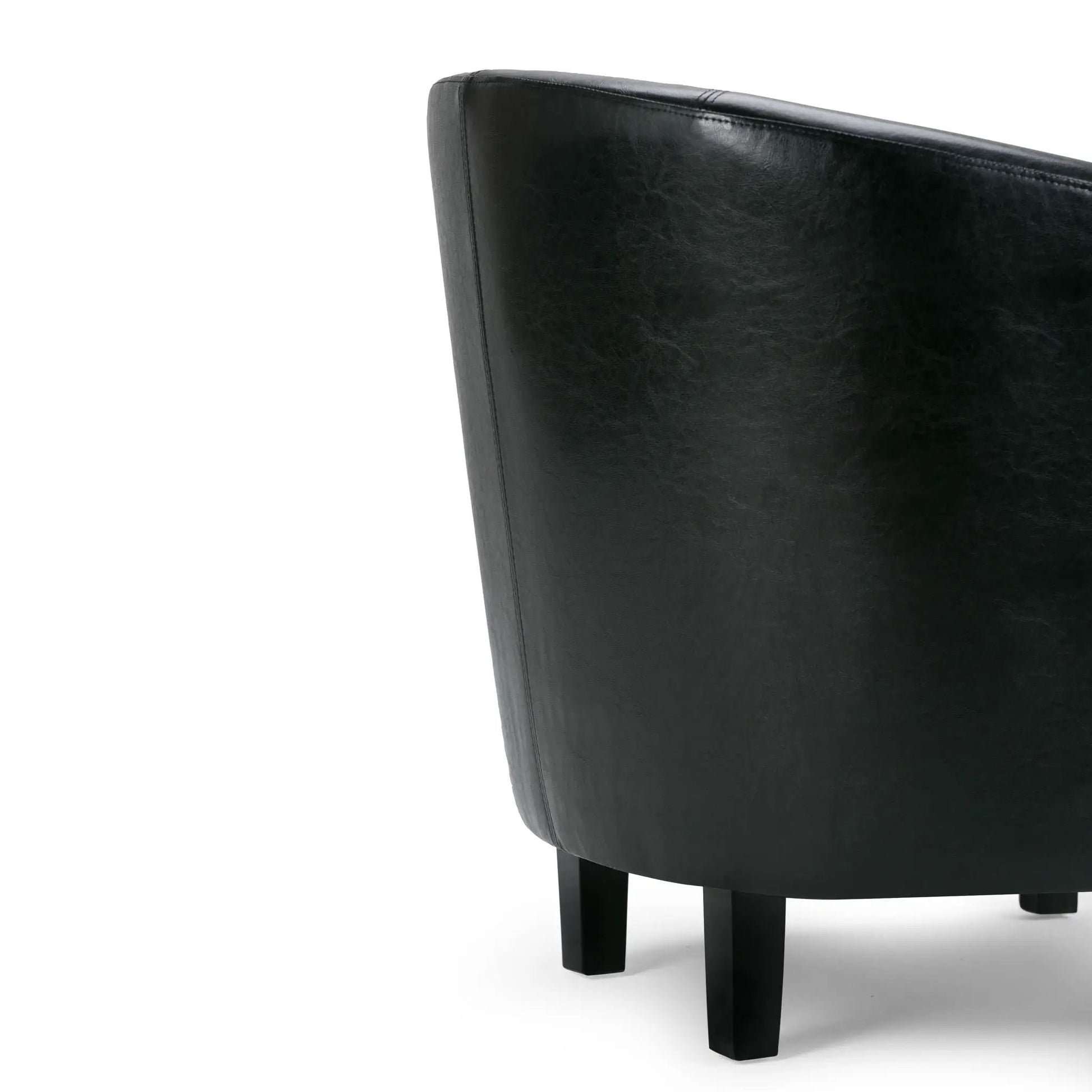 Austin Transitional Tub Chair black leather upholstery with squared black legs on Tampa Home & Garden Store