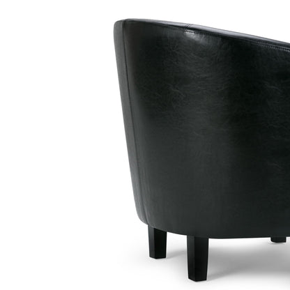 Transitional tub chair with solid black legs and black leather upholstery on Tampa Home & Garden Store