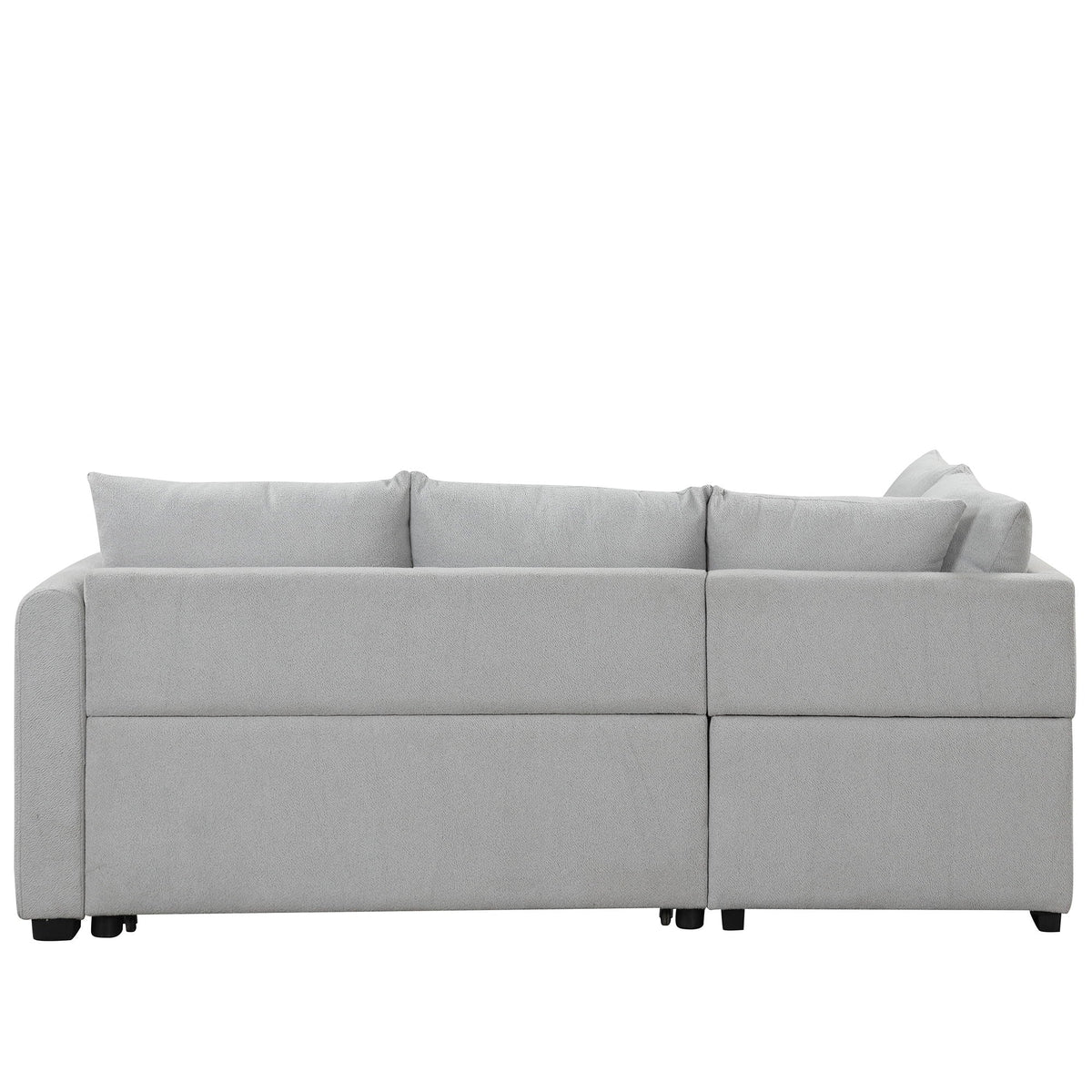 L-shaped sleeper sectional in gray fabric with movable storage ottoman HouseOfZazla on Tampa Home & Garden Store