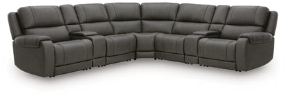 5Z Pittson power reclining sectional in dark gray leather by Unique Piece Furniture on Tampa Home & Garden Store