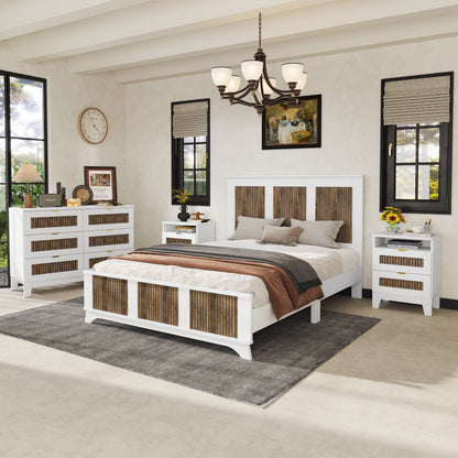 5-piece queen farmhouse bed set with storage, white wood panels on Tampa Home & Garden Store