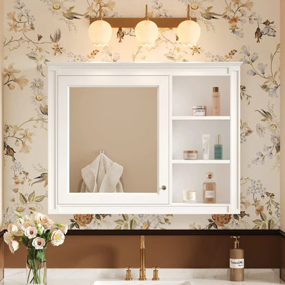 Wall Cabinet With Mirror and Adjustable Shelving