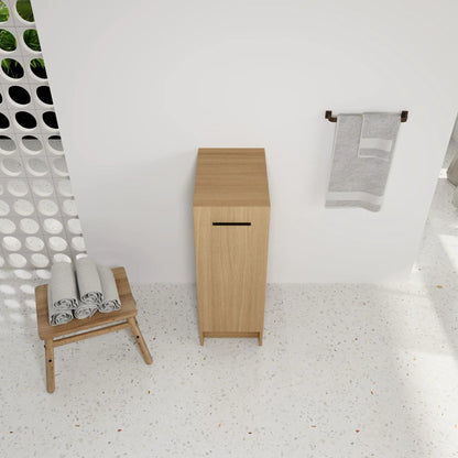 Slim Freestanding Bathroom Cabinet in Light Oak