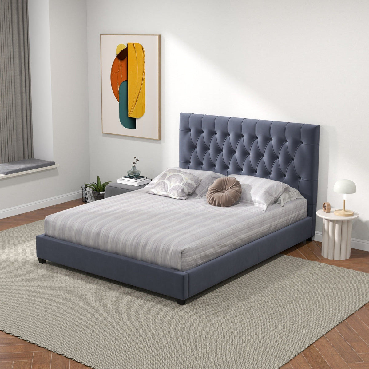Mid Century Modern and Upholstered Platform Bed