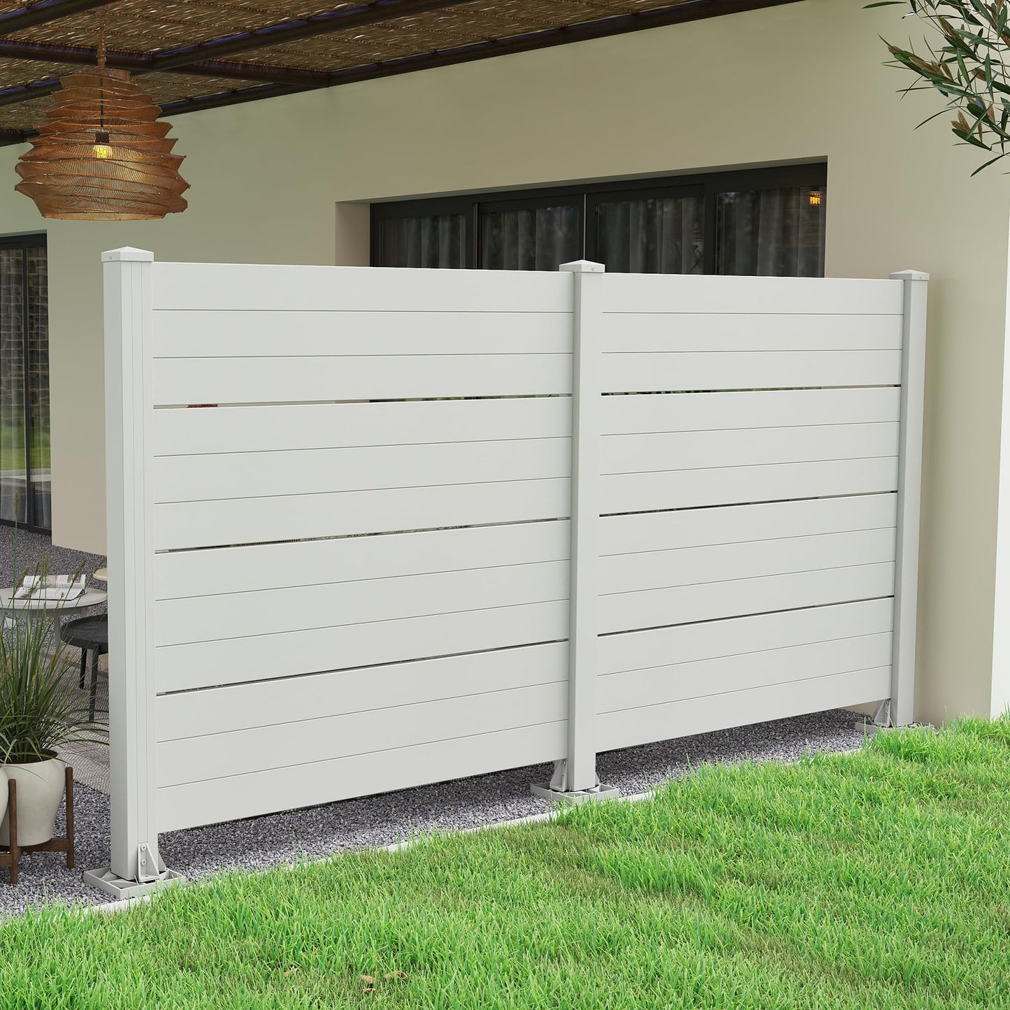 Two Panel Vinyl Outdoor Privacy Screen For Patio