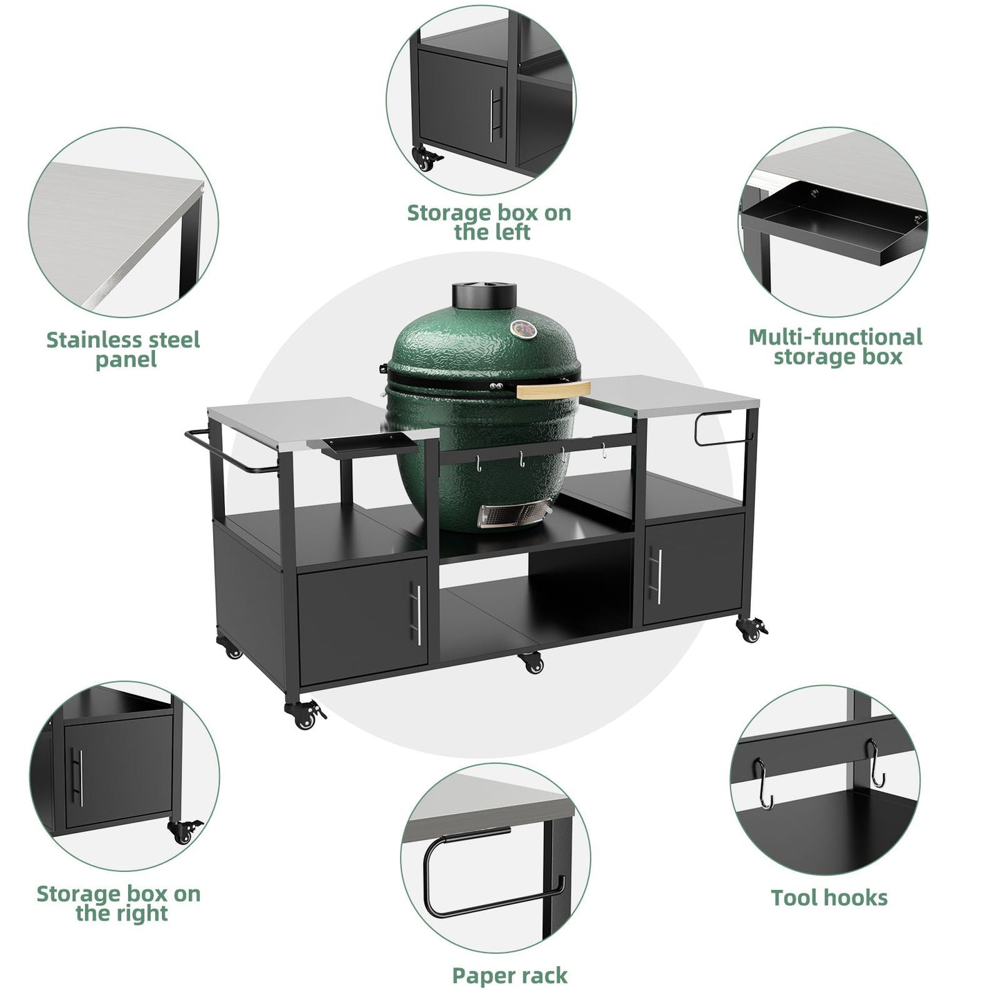 Stainless Steel Outdoor Grill Cart and Table