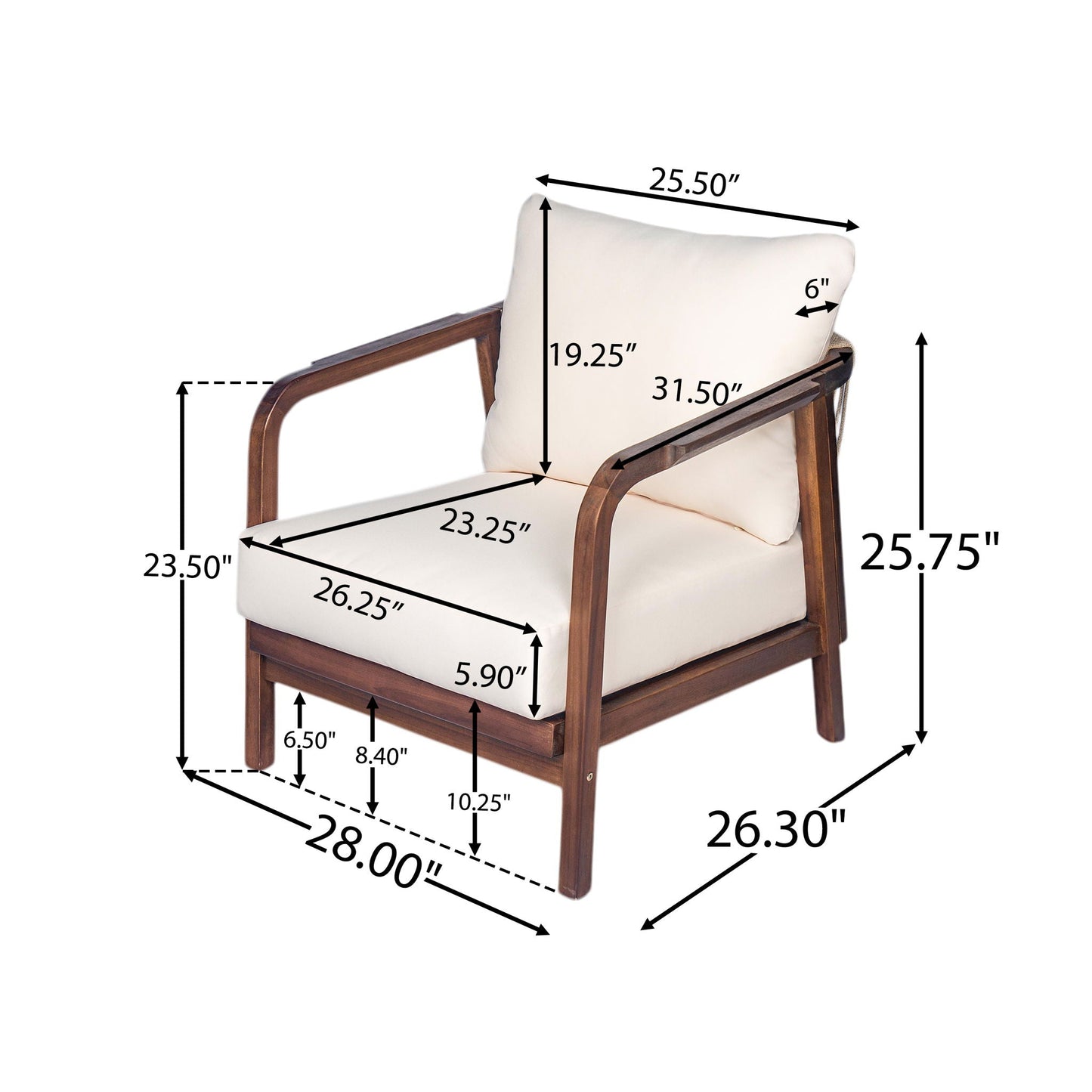 Solid Wood Lounge Chair With Woven Backrest