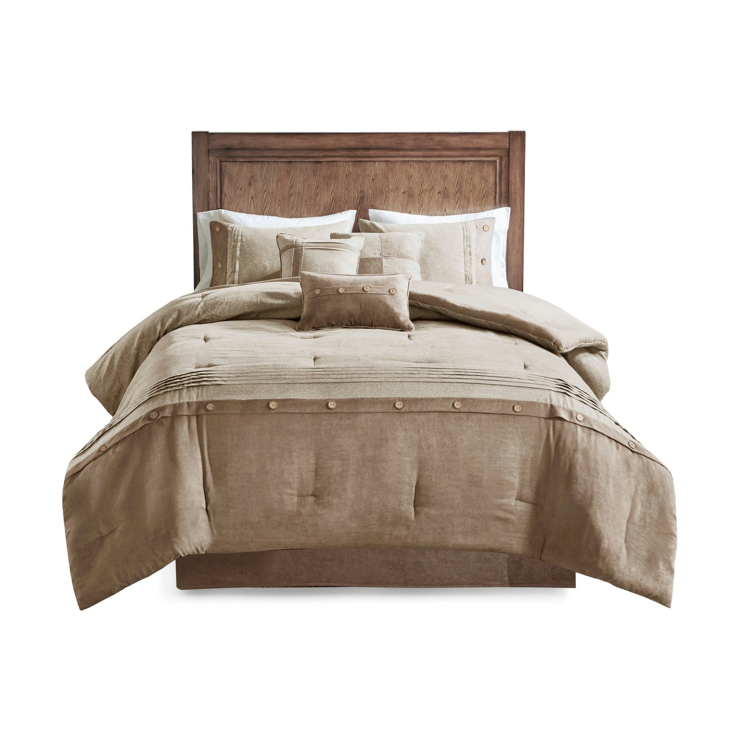 7 Piece Faux Suede Comforter Set Tan King by HouseOfZazla on Tampa Home & Garden Store