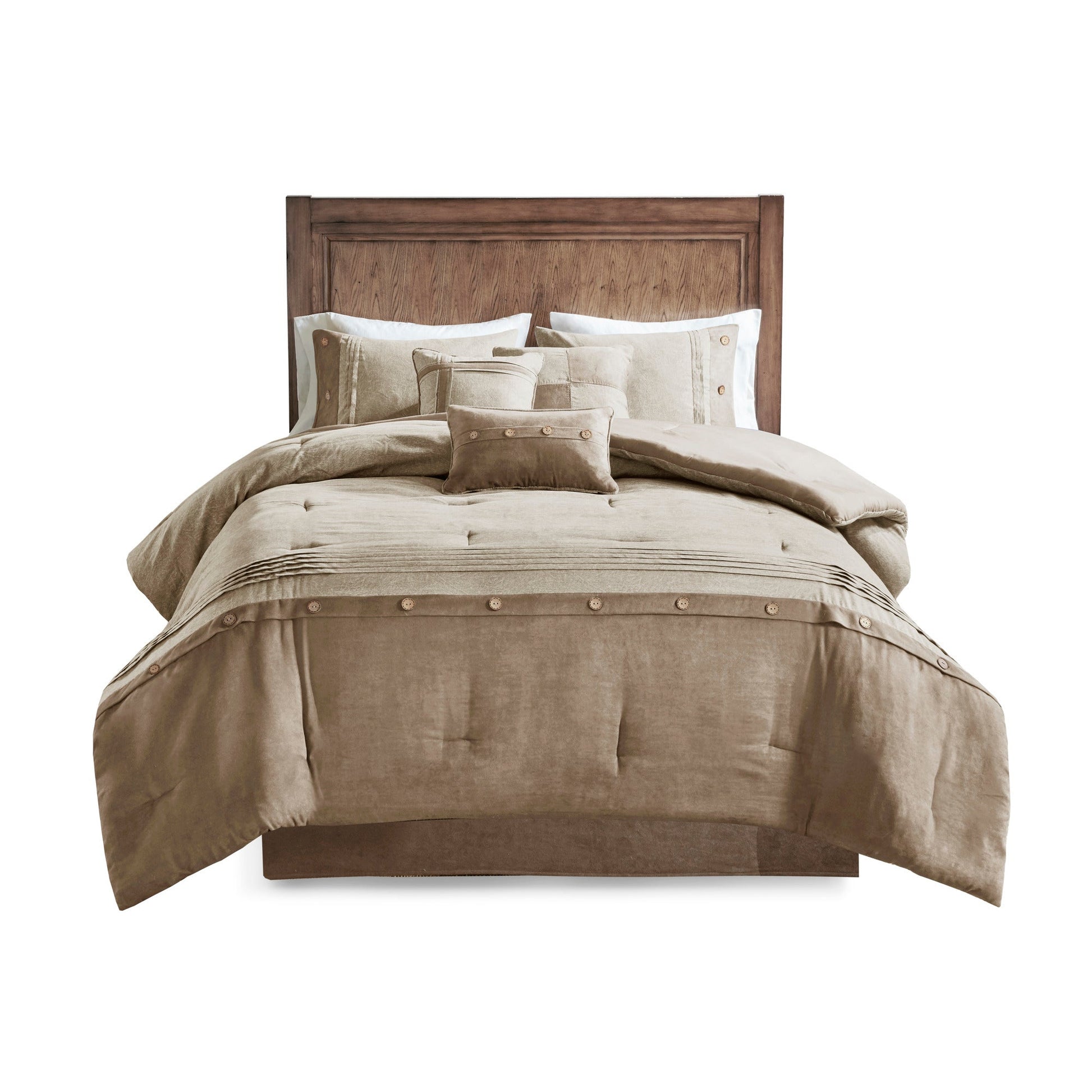 7 Piece Faux Suede Comforter Set Tan King by HouseOfZazla on Tampa Home & Garden Store