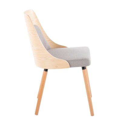 Mid Century Modern chair with padded gray seat and natural wood frame on Tampa Home & Garden Store