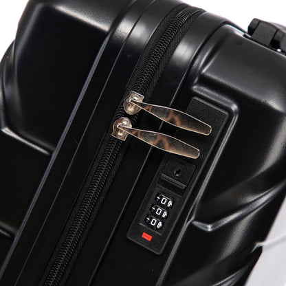 2-piece HouseOfZazla black ABS spinner luggage close-up with zipper pulls and three-dial lock on Tampa Home & Garden Store