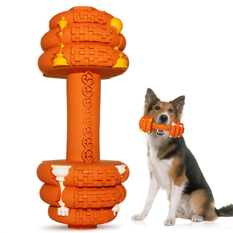 Durable orange dog chew toy by Sell My Stuff with textured stacked rings for aggressive chewers on Tampa Home & Garden Store