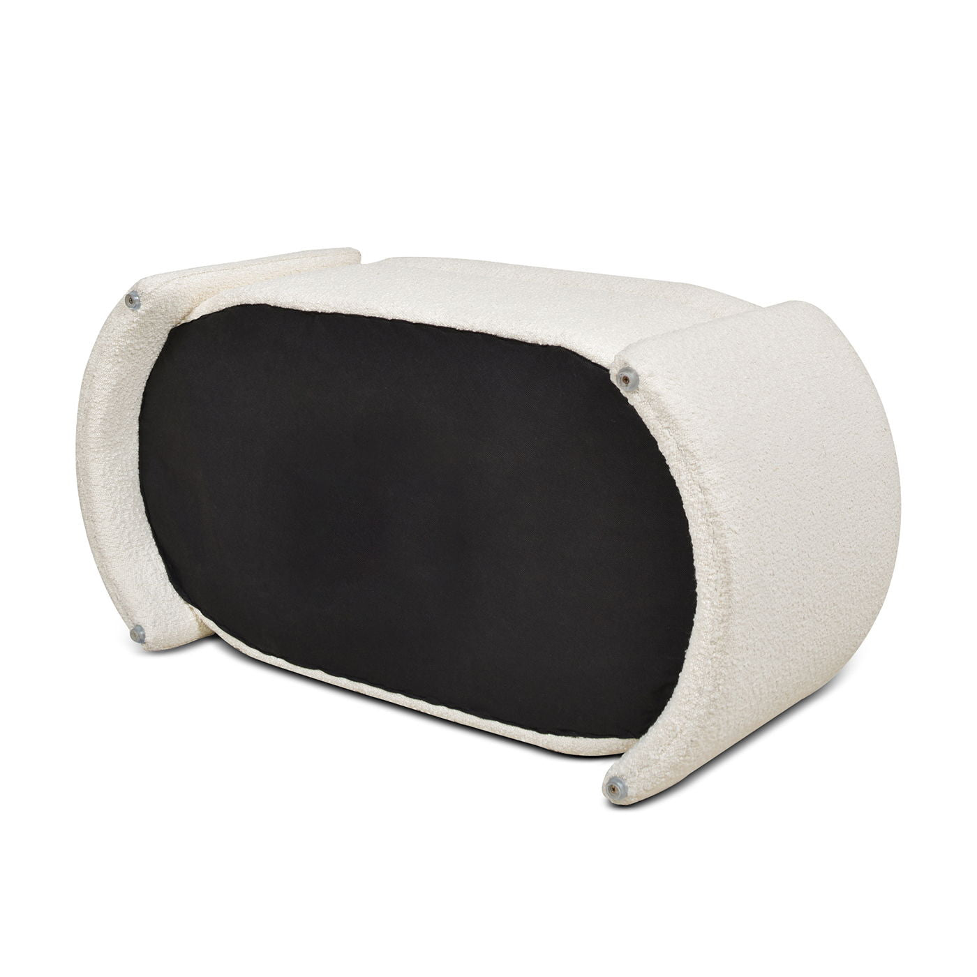 Fuji Oval Storage Bench ivory upholstery with black base HouseOfZazla on Tampa Store on Tampa Home & Garden Store
