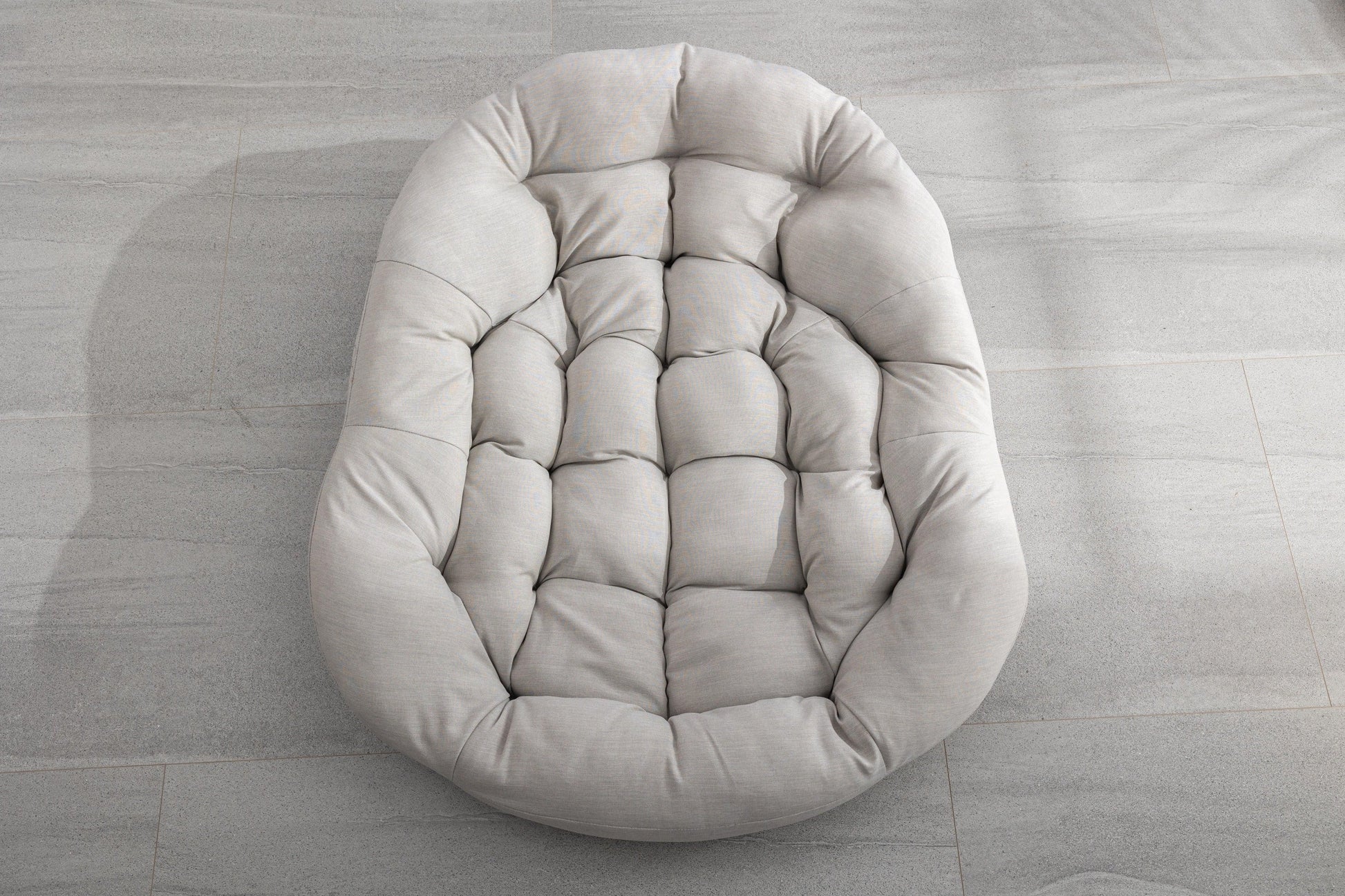 Outdoor Rattan Rocking Chair with Padded Cushion, light gray tufted round seat on Tampa Home & Garden Store