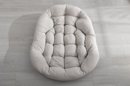 Outdoor Rattan Rocking Chair with Padded Cushion, light gray tufted round seat on Tampa Home & Garden Store