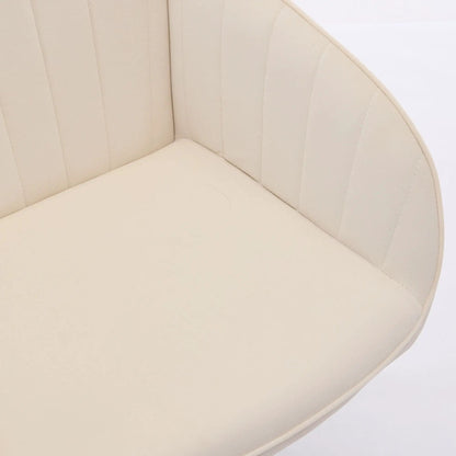 Adjustable Ergonomic Swivel Office Chair in beige leather with vertical stitched panels on Tampa Home & Garden Store