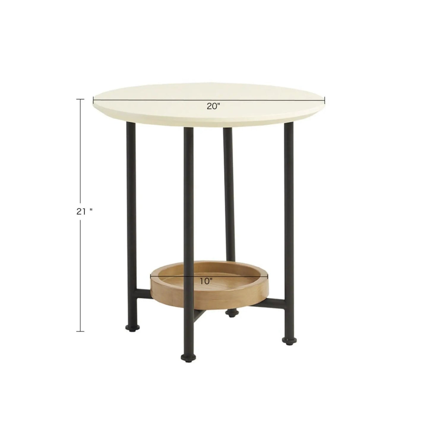 Oval End Table in White and Natural Tone