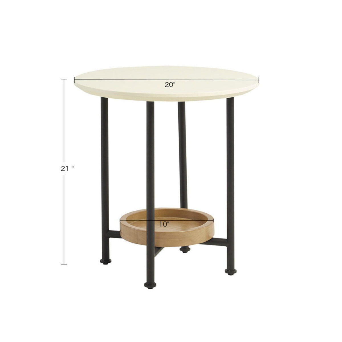 Oval end table white top with natural wood lower shelf, black metal legs HouseOfZazla on Tampa Home & Garden Store
