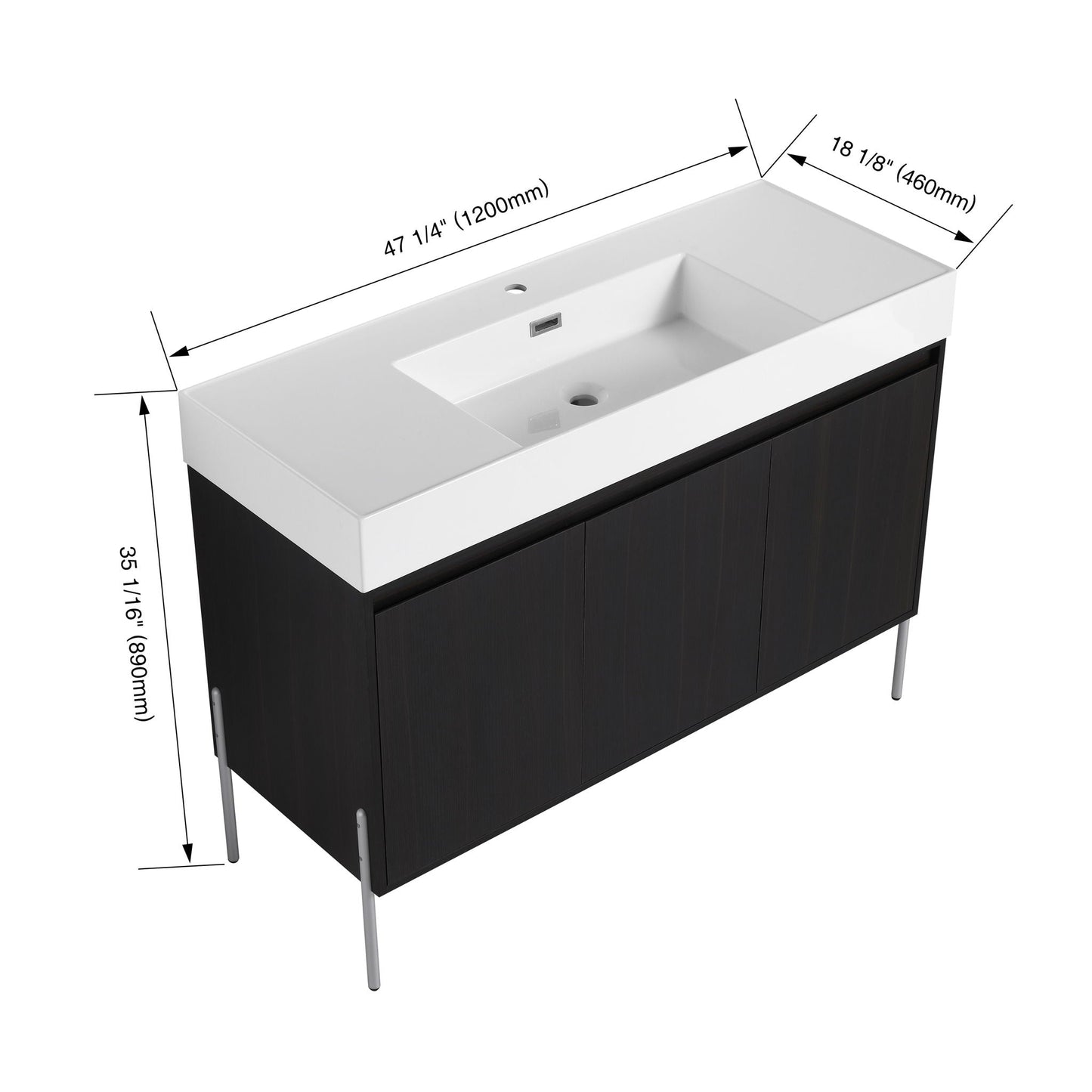 Freestanding vanity with white resin sink and dark wood cabinet by HouseOfZazla, 47 1/4in L x 18 on Tampa Home & Garden Store