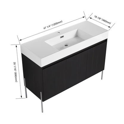 Freestanding vanity with white resin sink and dark wood cabinet by HouseOfZazla, 47 1/4in L x 18 on Tampa Home & Garden Store