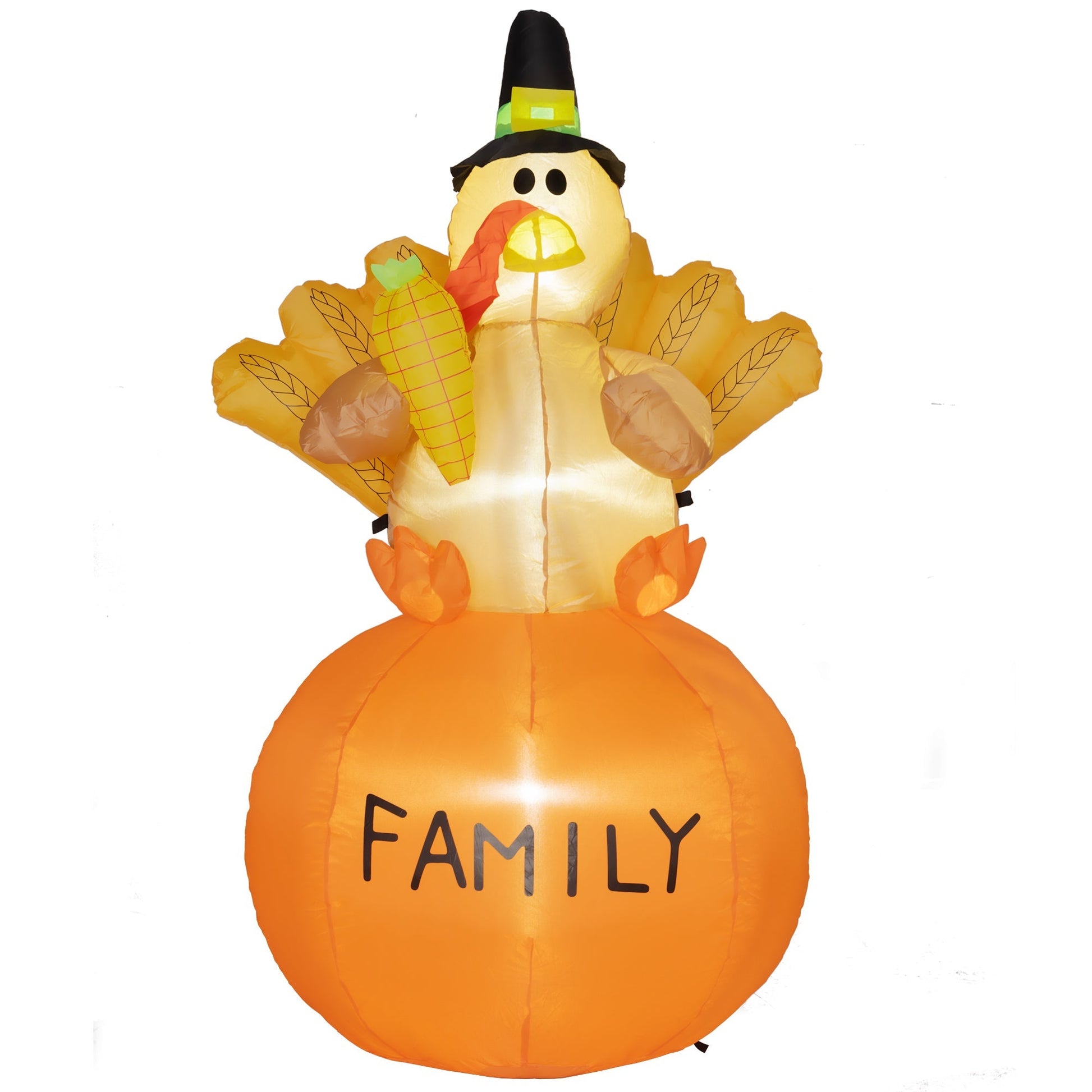 Inflatable Thanksgiving Turkey LED Display for Garden Decor by HouseOfZazla, orange glow on Tampa Home & Garden Store