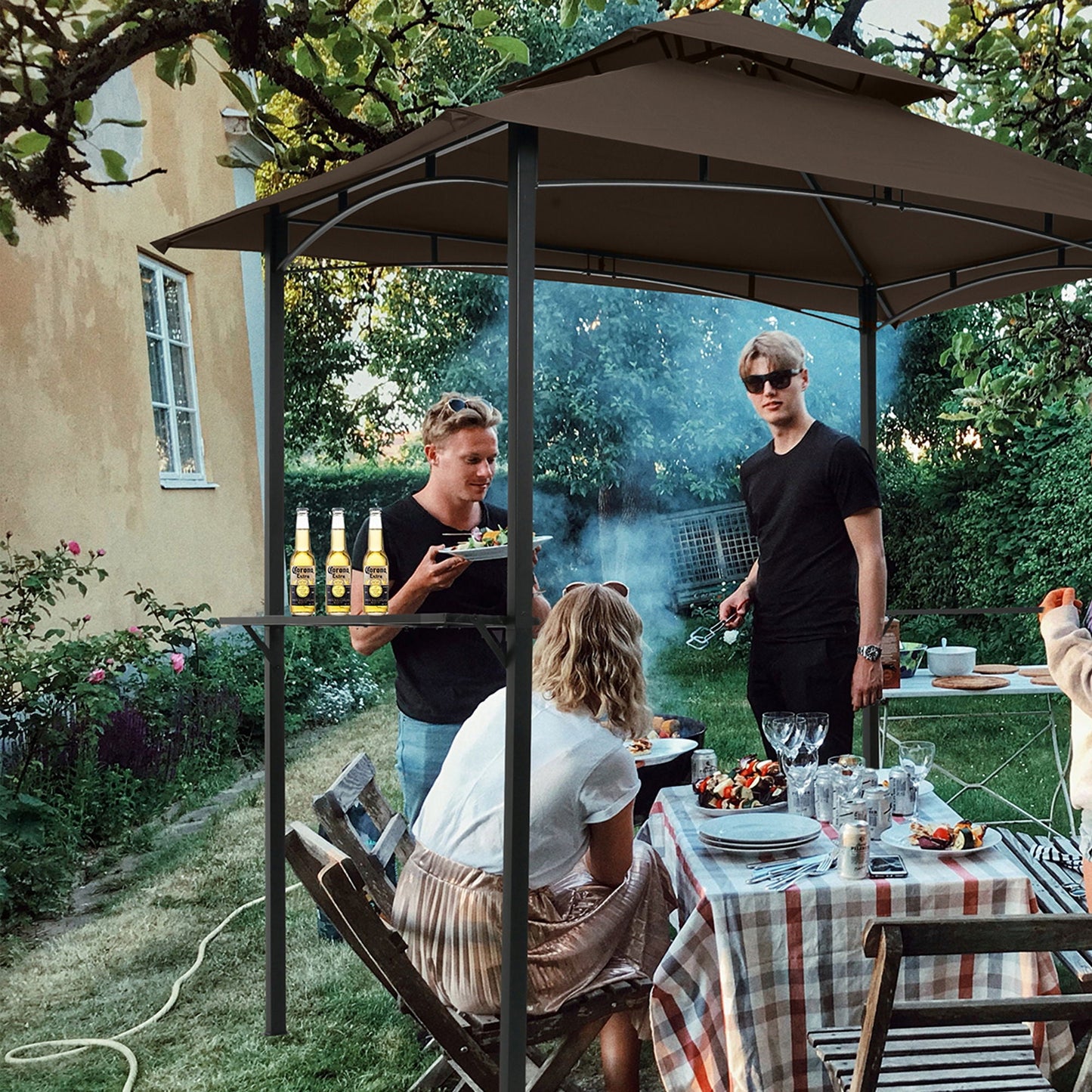 Outdoor Grill Gazebo and Steel Frame Canopy