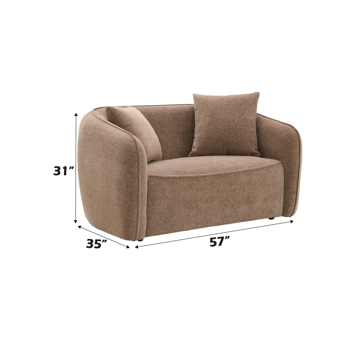 Keith Stationary Loveseat with chenille upholstery and 2 toss pillows beige HouseOfZazla on Tampa Home & Garden Store