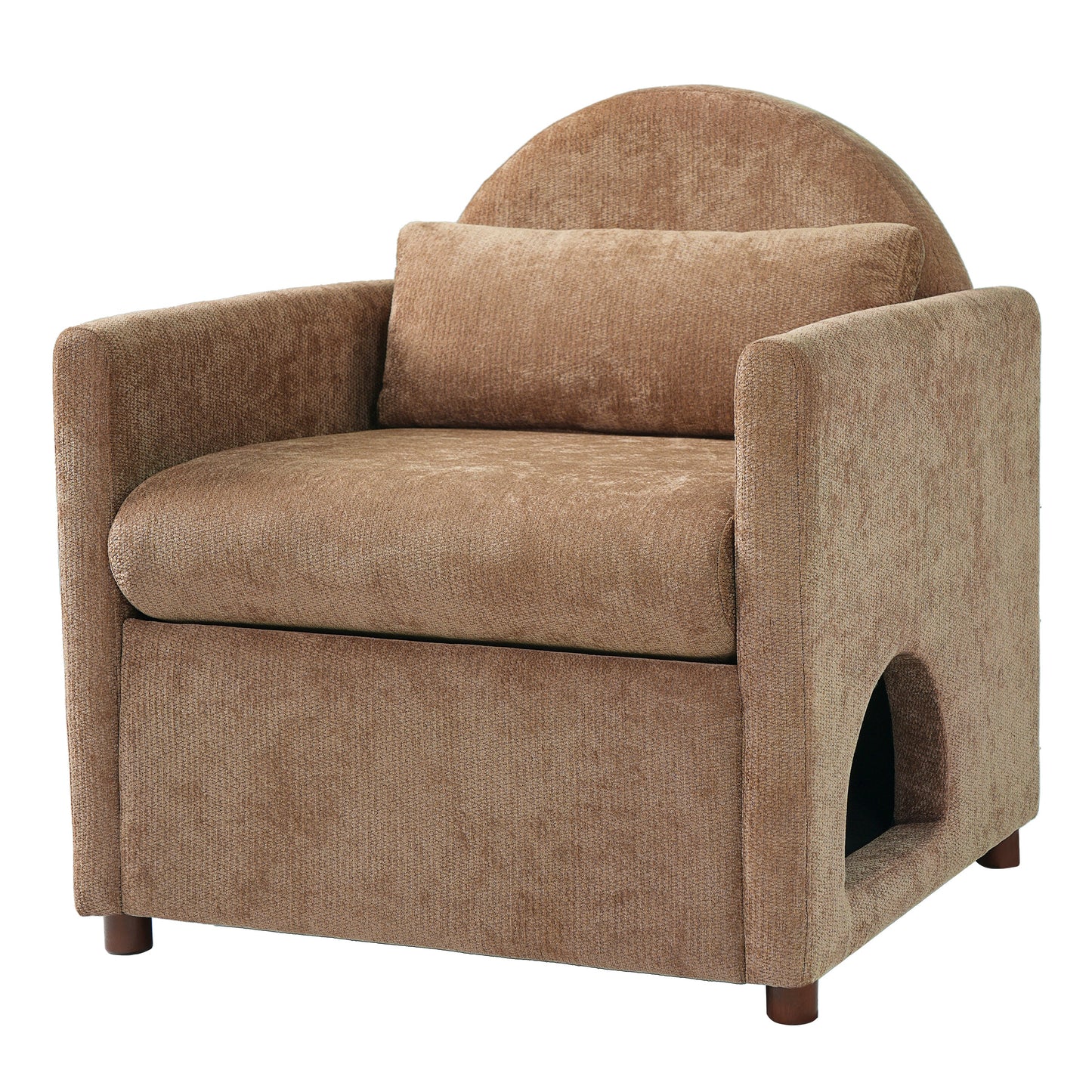 Coffee Pet Friendly Accent Chair with Hidden Pet Nook textured brown upholstery HouseOfZazla on Tampa Home & Garden Store
