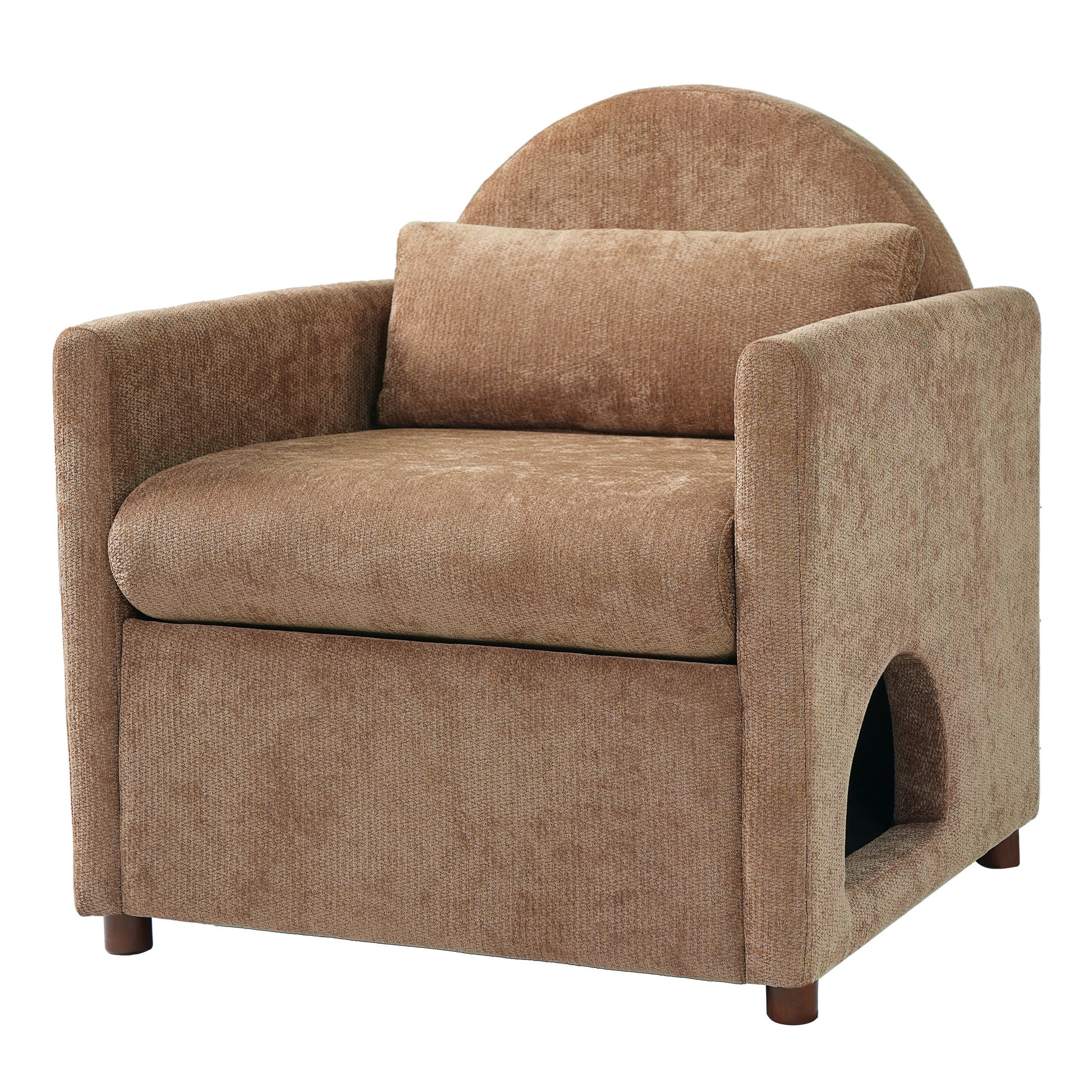 Coffee Pet Friendly Accent Chair with Hidden Pet Nook textured brown upholstery HouseOfZazla on Tampa Home & Garden Store