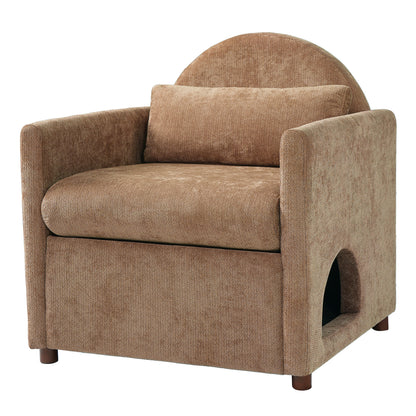 Coffee Pet Friendly Accent Chair with Hidden Pet Nook textured brown upholstery HouseOfZazla on Tampa Home & Garden Store