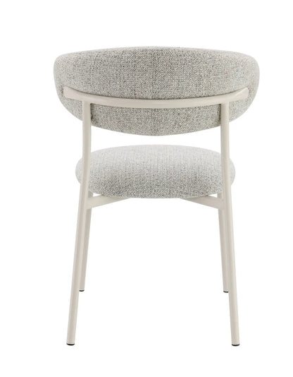 Kalam fabric side chair set of 2, light gray upholstery with cream metal frame on Tampa Home & Garden Store