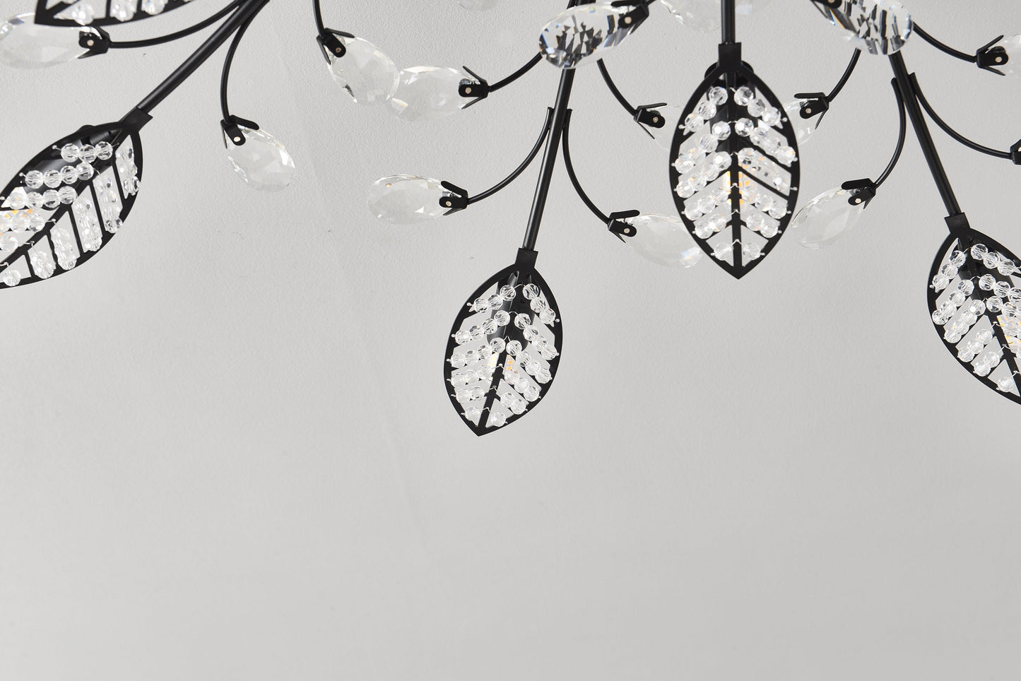 15-Light Chandelier Crystal Ceiling Lamp by HouseOfZazla with black metal frame and crystal drops on Tampa Home & Garden Store